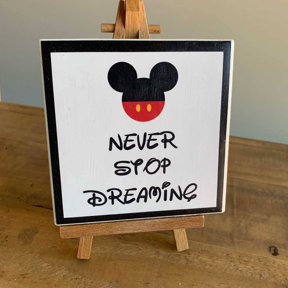 Mickey sign with small easel